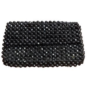 Vintage Beaded Bag BY DEBBIE Black Clutch Antique Purse Handbag Handmade Japan